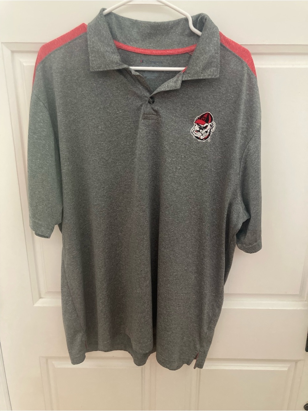 Champion Gray Georgia Bulldogs polo with Embroidered Bulldog Logo